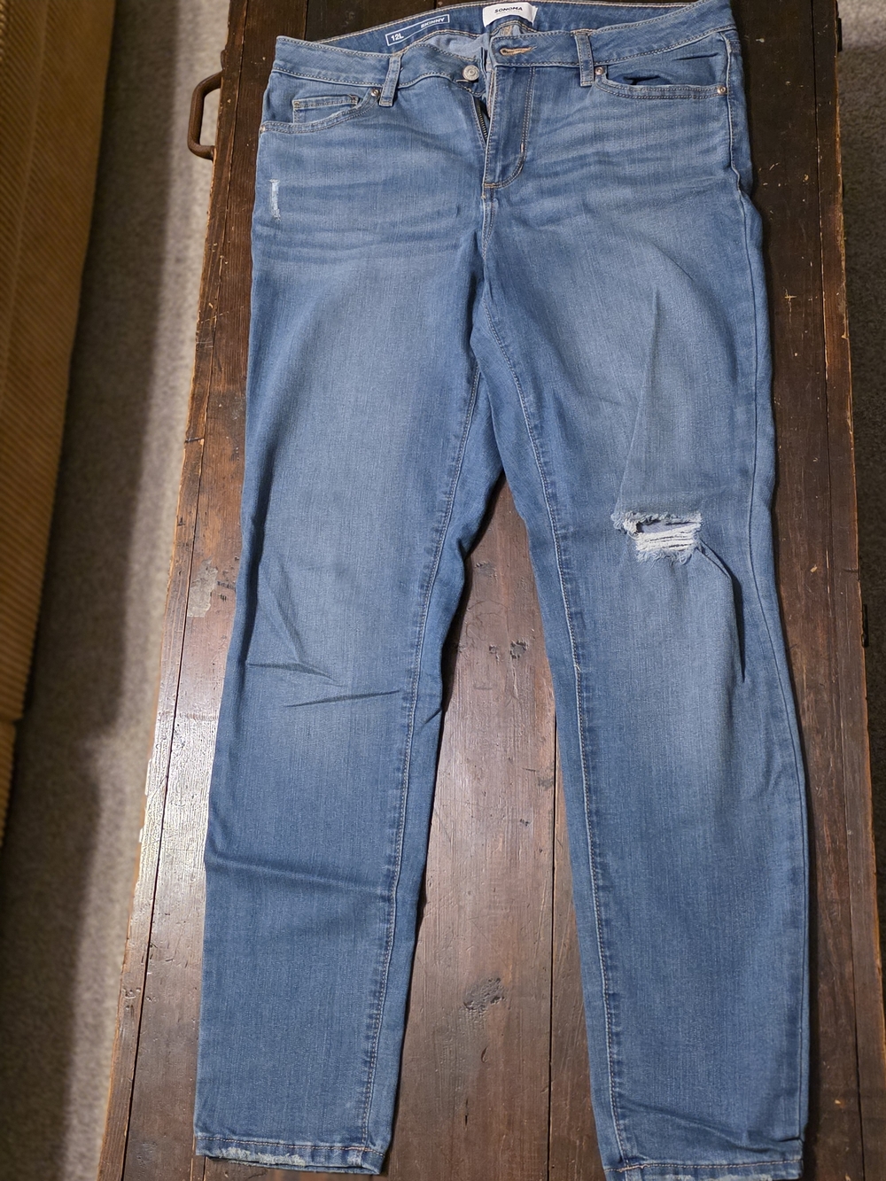 Sonoma Light Blue Skinny Jeans with Knee Distress